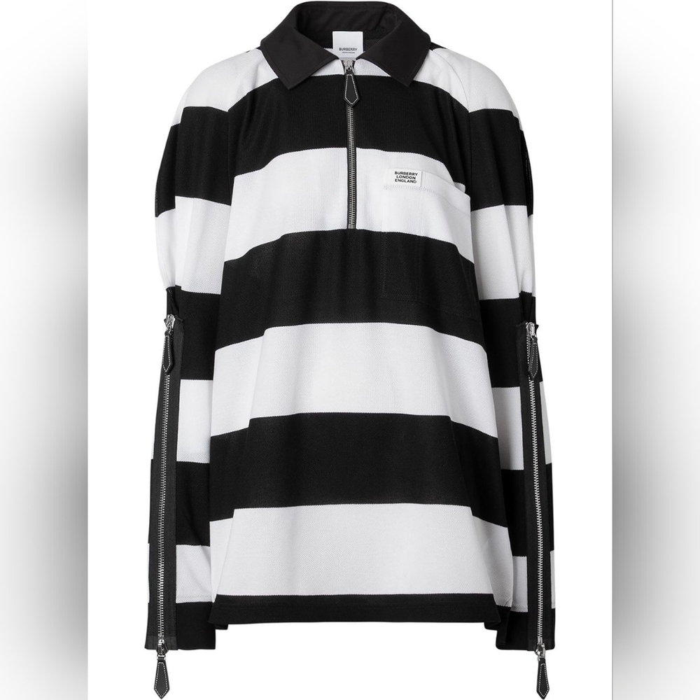 Burberry Woman's Oversized Striped Rugby Shirt Size S